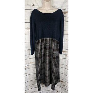 Poetry Womens Plaid Sweater Mix Dress US 12 Midi Wool Blend Womens